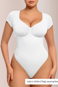 Willluxe® Seamless Short Sleeve Thong Bodysuit