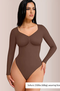 Willluxe® Seamless Long Sleeve Shaping Thong Bodysuit
