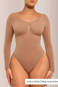 Willluxe® Seamless Long Sleeve Shaping Thong Bodysuit