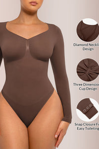 Willluxe® Seamless Long Sleeve Shaping Thong Bodysuit