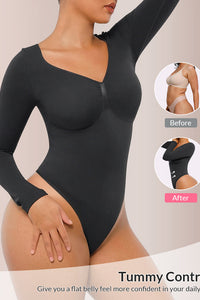 Willluxe® Seamless Long Sleeve Shaping Thong Bodysuit