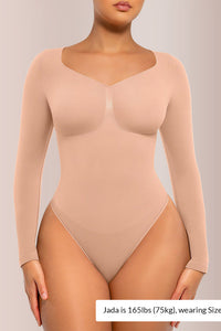 Willluxe® Seamless Long Sleeve Shaping Thong Bodysuit