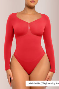 Willluxe® Seamless Long Sleeve Shaping Thong Bodysuit