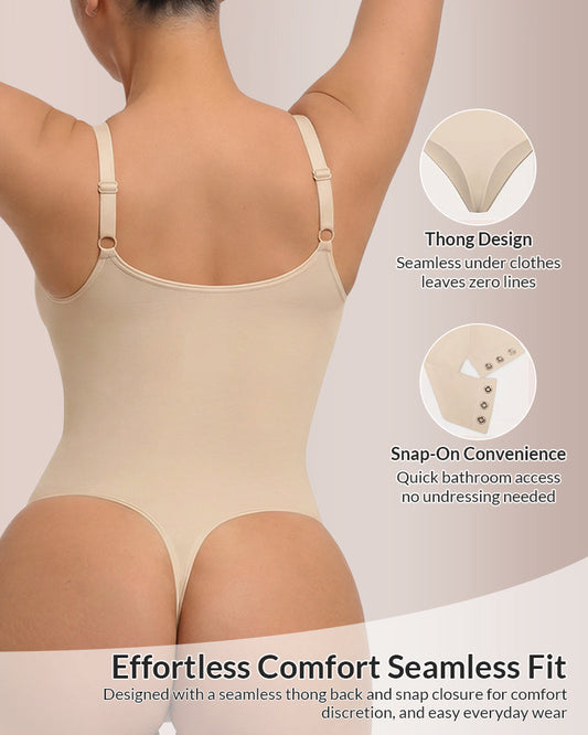 WILLLUXE® Seamless Heart-Neck Thong Bodysuit