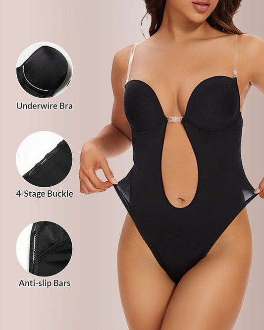 WILLLUXE® U-Plunge Backless Shapewear Bodysuit