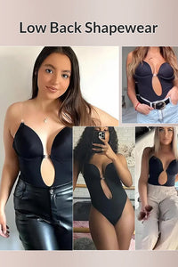 Willluxe® U-Plunge Backless Shapewear Bodysuit