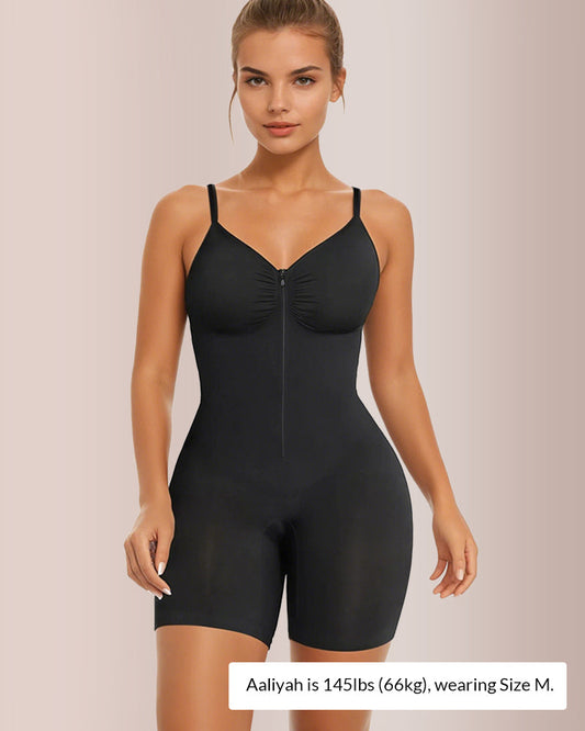 WILLLUXE® Zip-Up Tummy Control Shapewear Bodysuit