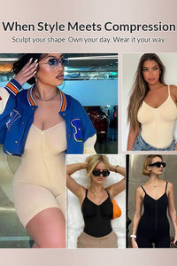 Willluxe® Zip-Up Tummy Control Shapewear Bodysuit
