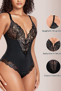 Willluxe® V-neck Lace Shapewear Bodysuit