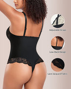 Willluxe® V-neck Lace Shapewear Bodysuit