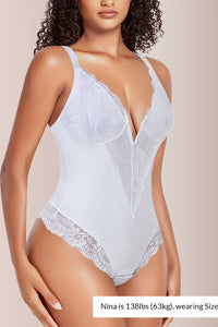 Willluxe® V-neck Lace Shapewear Bodysuit
