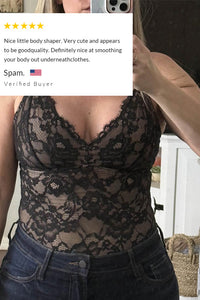 Willluxe® Luxurious Deep V Floral Lace Bodysuit Lingerie