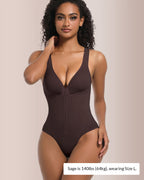 Willluxe® Seamless Sculpt Front-Zip Plunge Bodysuit