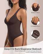 Willluxe® Seamless Sculpt Front-Zip Plunge Bodysuit