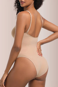 Willluxe® Seamless Sculpt Front-Zip Plunge Bodysuit
