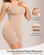 Willluxe® Detachable Straps Seamless Bandeau Shaping Bodysuit