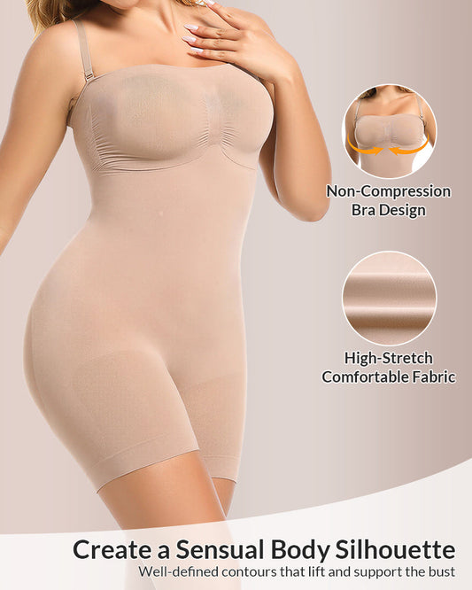 WILLLUXE® Detachable Straps Seamless Bandeau Shaping Bodysuit