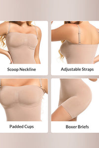 Willluxe® Detachable Straps Seamless Bandeau Shaping Bodysuit