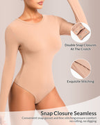 Willluxe® Sculpting Long Sleeve Crew Neck Bodysuit