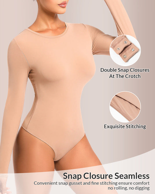 WILLLUXE® Sculpting Long Sleeve Crew Neck Bodysuit