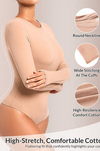 Willluxe® Sculpting Long Sleeve Crew Neck Bodysuit