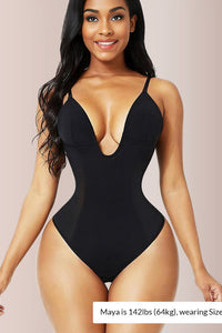 Willluxe® Deep Plunge Backless Thong Bodysuit Shapewear
