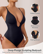 Willluxe® Deep Plunge Backless Thong Bodysuit Shapewear