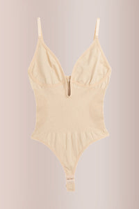Willluxe® Deep Plunge Backless Thong Bodysuit Shapewear