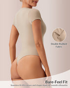 Willluxe® Seamless Deep-V Short Sleeve Bodysuit