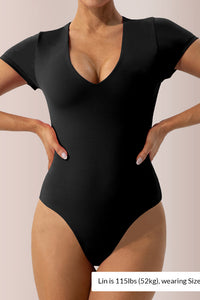 Willluxe® Seamless Deep-V Short Sleeve Bodysuit