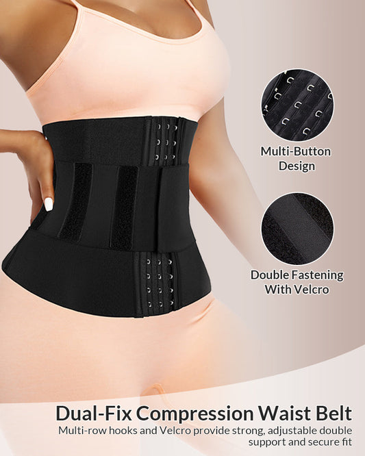 WILLLUXE® Sculpt & Support Double Compression Waist Trainer with Velcro Strap