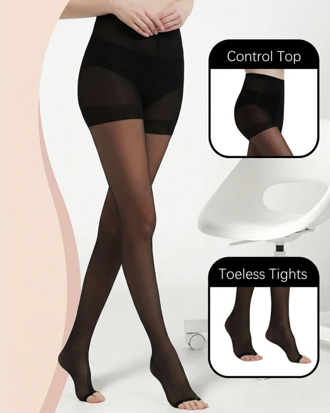 Willluxe® Ultra Thin 20D Control Toeless Pantyhose