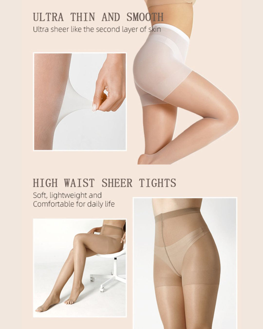 Willluxe® Ultra Thin 20D Control Toeless Pantyhose