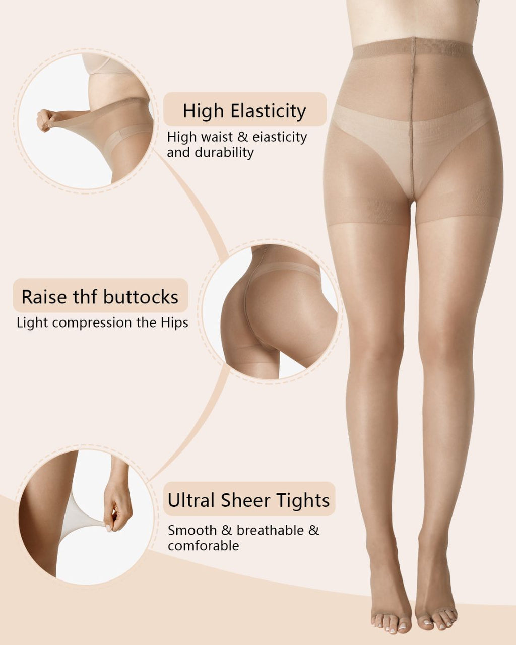 Willluxe® Ultra Thin 20D Control Toeless Pantyhose