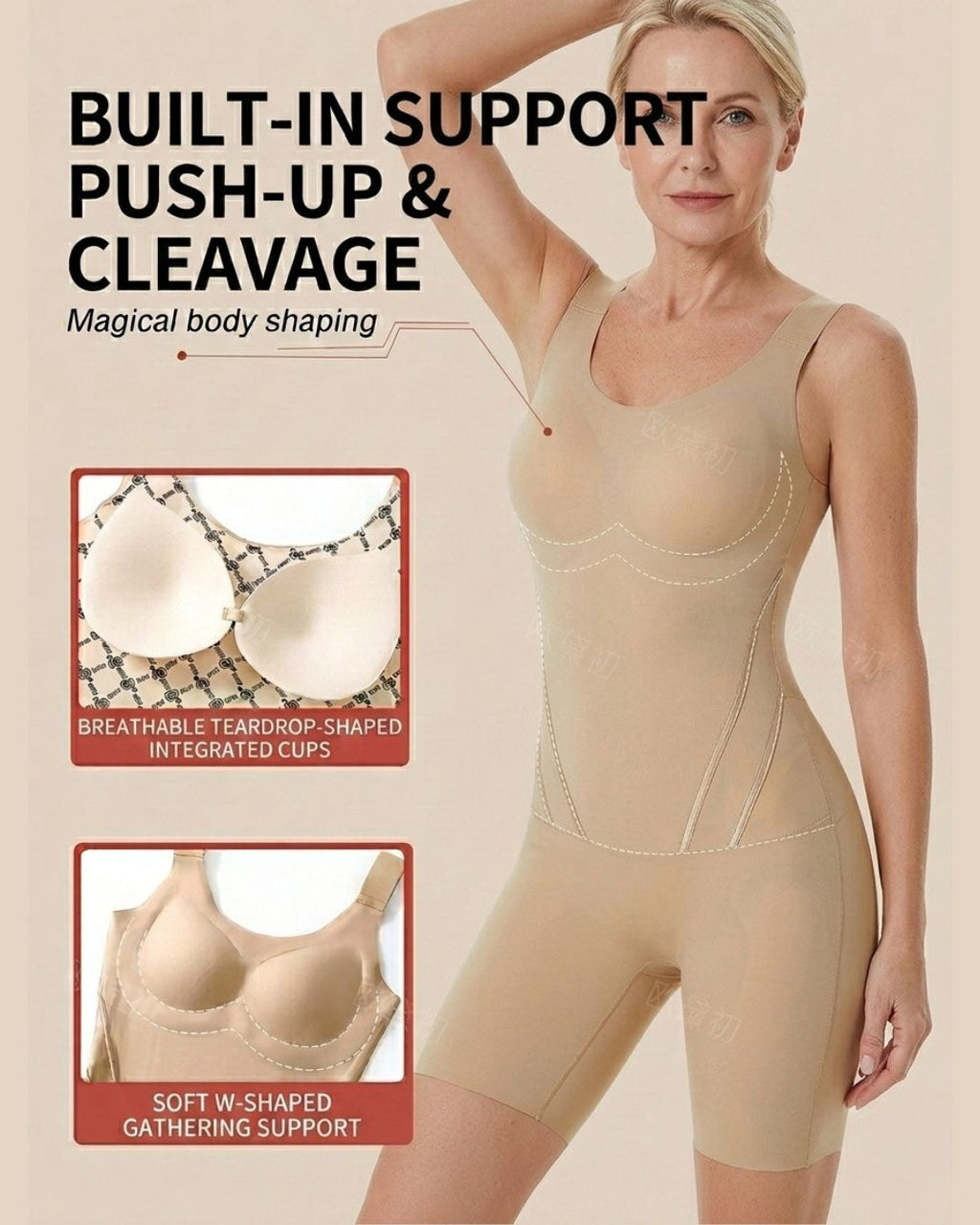 Willluxe® Tummy Control Built-In Bra Shapewear Bodysuit