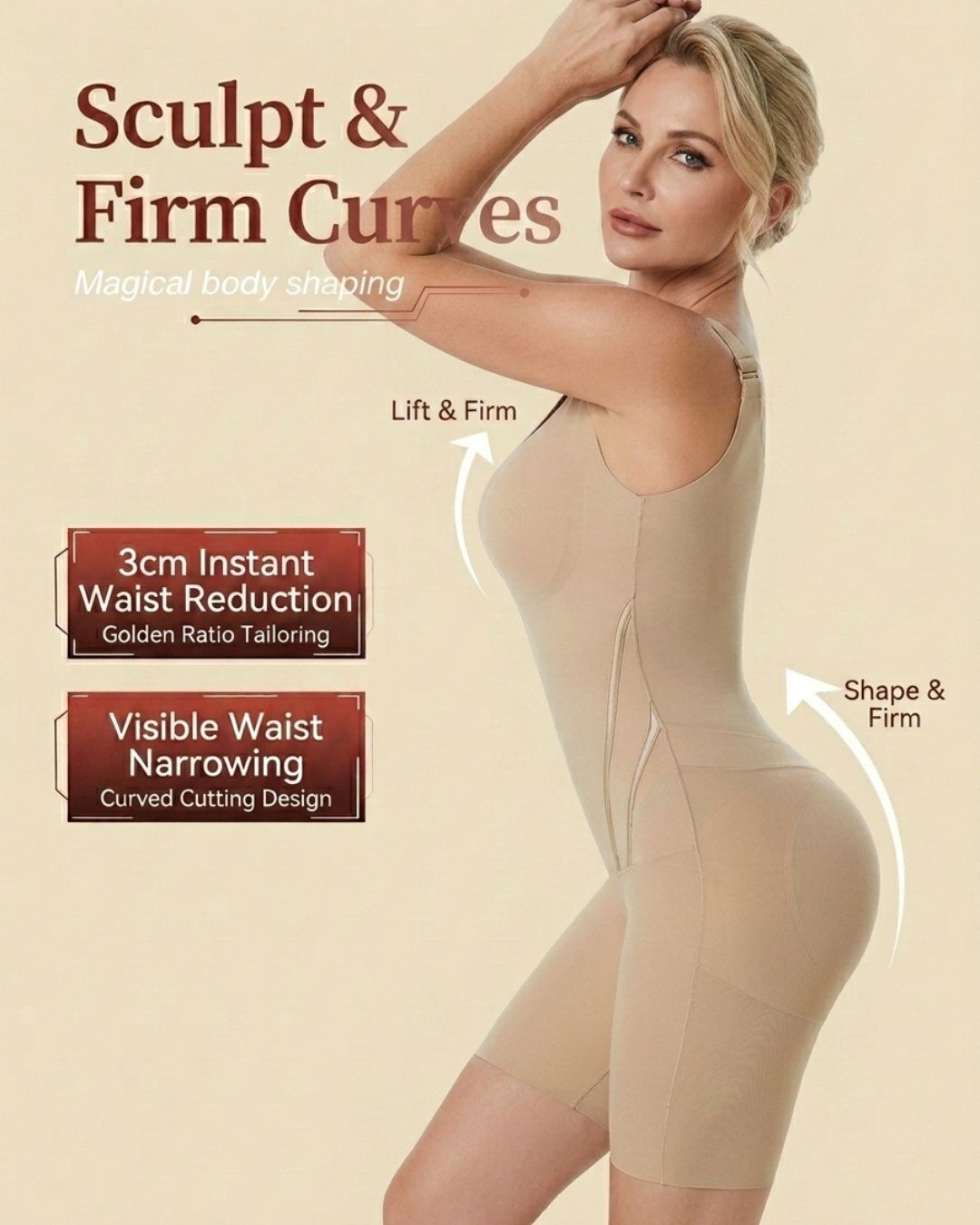 Willluxe® Tummy Control Built-In Bra Shapewear Bodysuit