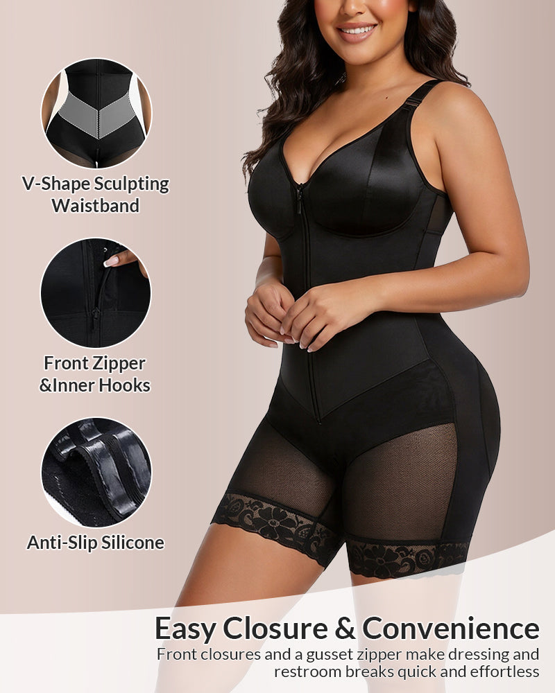 Willluxe® Sculpt & Smooth Front-Zip Full Body Shapewear Bodysuit