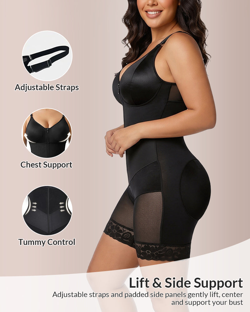 Willluxe® Sculpt & Smooth Front-Zip Full Body Shapewear Bodysuit