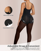Willluxe® Sheer Illusion Tights & Tummy Control Fleece-Lined Bodysuit