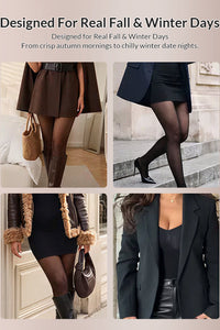Willluxe® Sheer Illusion Tights & Tummy Control Fleece-Lined Bodysuit
