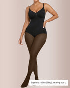 Willluxe® Sheer Illusion Tights & Tummy Control Fleece-Lined Bodysuit
