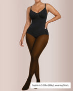 Willluxe® Sheer Illusion Tights & Tummy Control Fleece-Lined Bodysuit