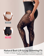 Willluxe® Floral Lace High-Waist Shaping Tights with Tummy Control