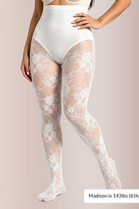 Willluxe® Floral Lace High-Waist Shaping Tights with Tummy Control