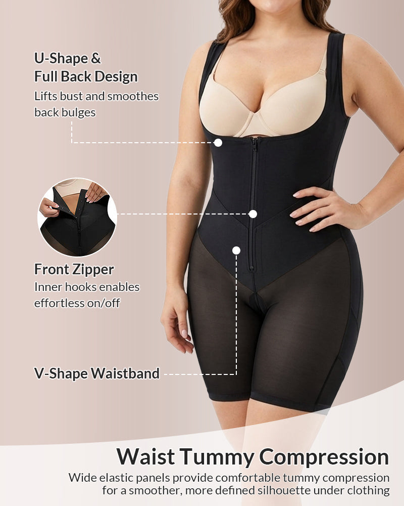 Willluxe® Sculpting Front-Zip Body Shapewear with Tummy Control