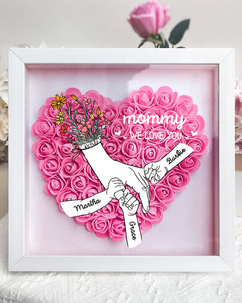 WILLLUXE® Personalized 'We Love You Mom' 3D Rose Floral Shadow Box Frame