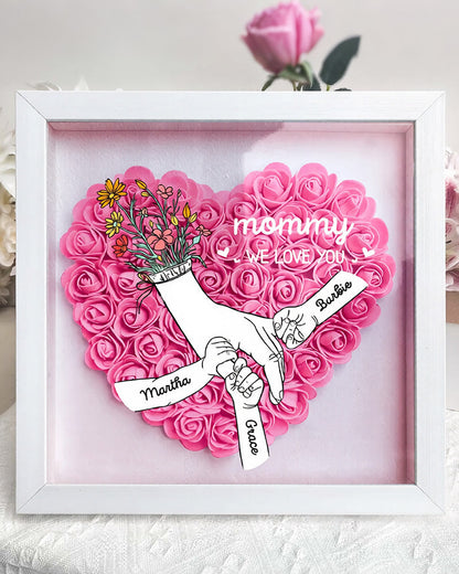 WILLLUXE® Personalized 'We Love You Mom' 3D Rose Floral Shadow Box Frame
