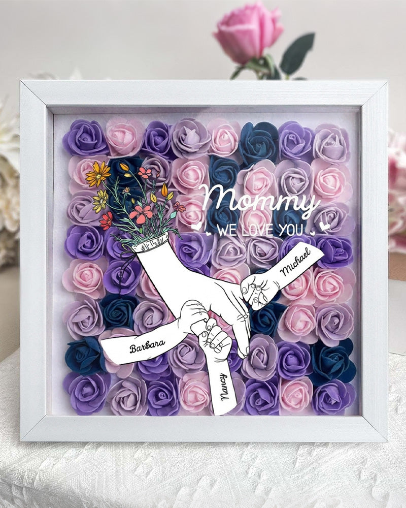 WILLLUXE® Personalized 'We Love You Mom' 3D Rose Floral Shadow Box Frame