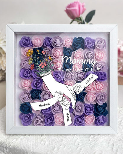 WILLLUXE® Personalized 'We Love You Mom' 3D Rose Floral Shadow Box Frame