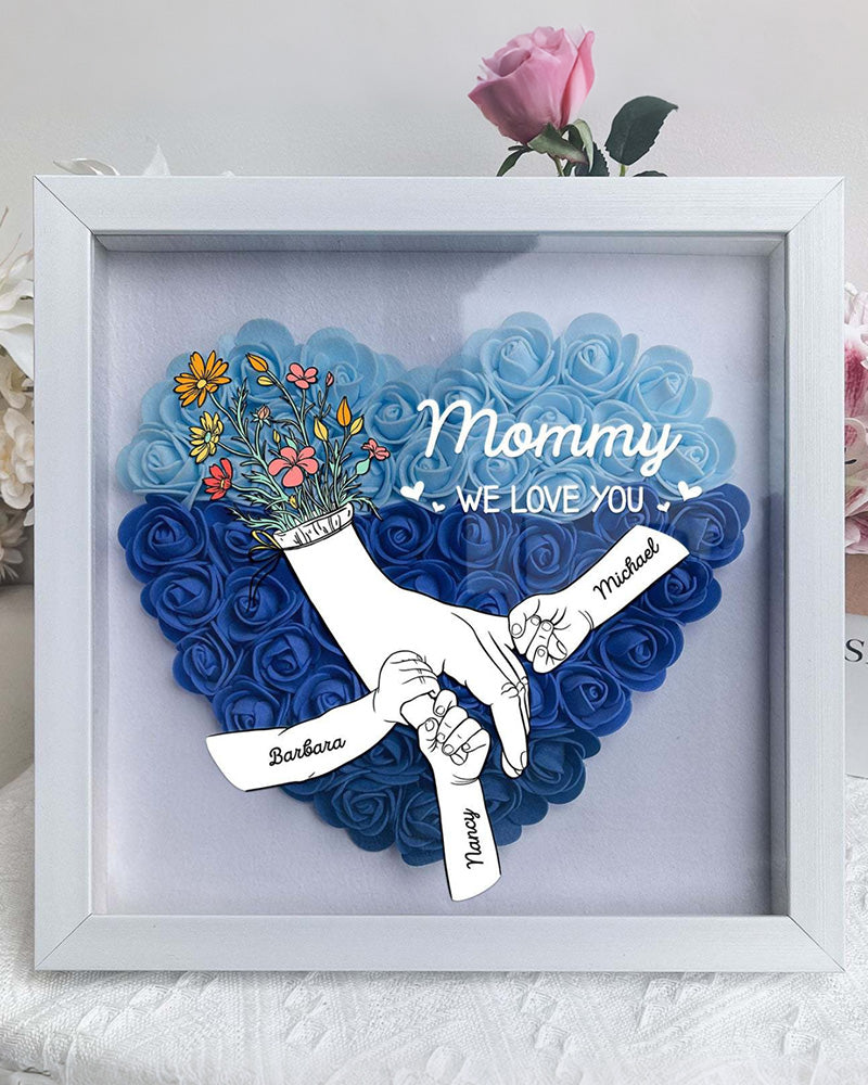 WILLLUXE® Personalized 'We Love You Mom' 3D Rose Floral Shadow Box Frame